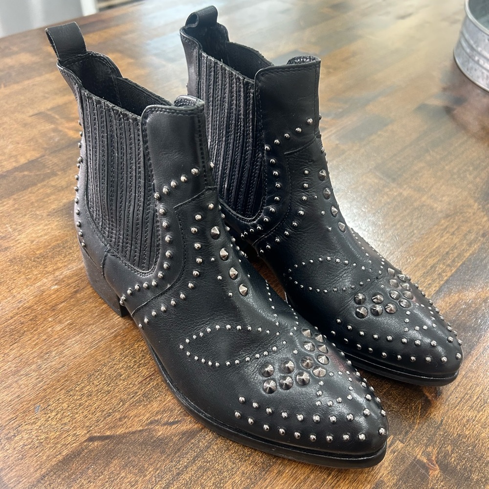 Topshop Black Ankle Boots with Silver Accents